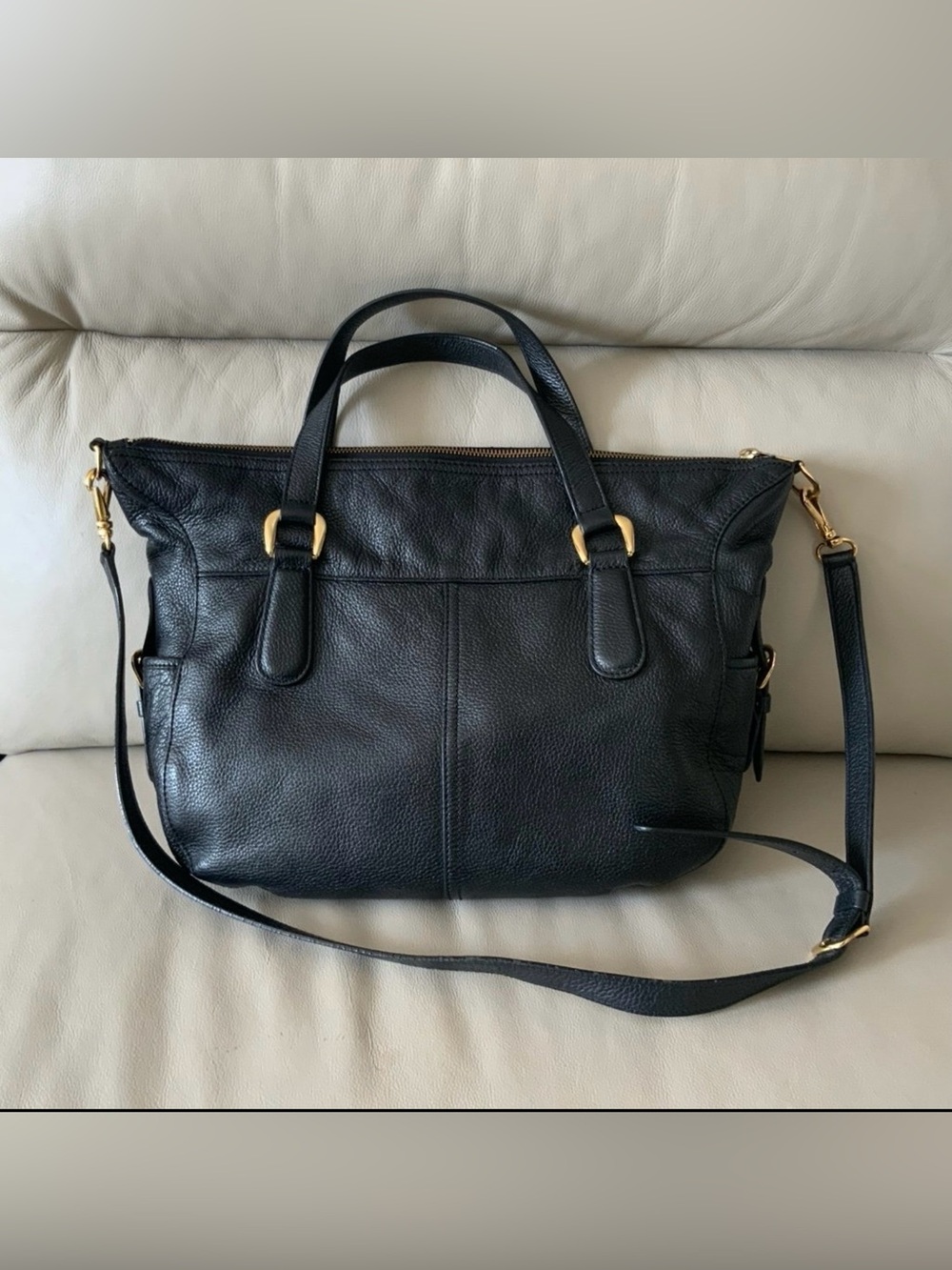 Lauren Ralph Lauren Large Pebble Leather Satchel Bag - Picture 3 of 10